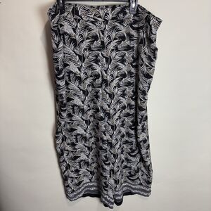 MAX Studio Cropped Wide Leg Pants Size 3X Black White Tropical Floral Print